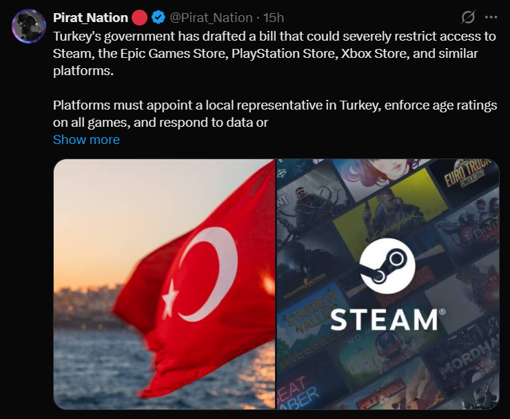 A neon-style digital illustration showing Turkey’s proposed gaming platform regulations with glowing technology elements and symbols representing global game stores under policy control.