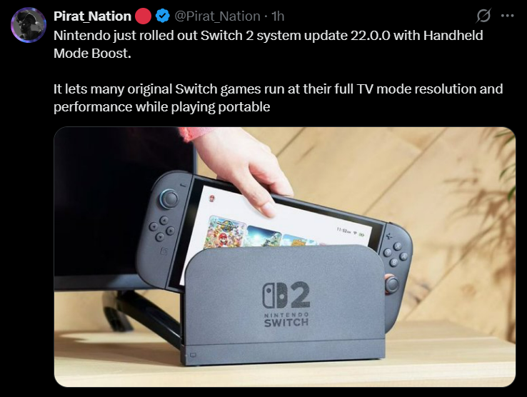 Nintendo's Switch 2 received latest update